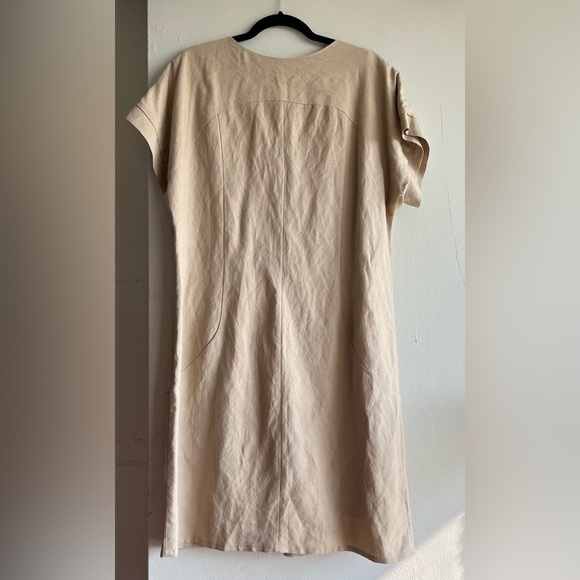 NWT Laura's Ramie Blended Knee-length Loose Shape Beige Dress Size 12 - Picture 3 of 14